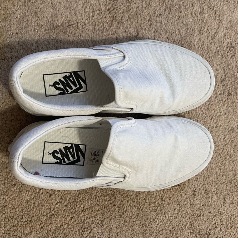 White Slip On Vans